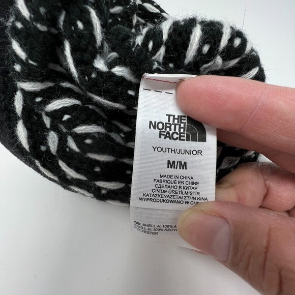 THE NORTH FACE POM POM BEANIE PINK POLKA DOT YOUTH MEDIUM - Picture 7 of 7